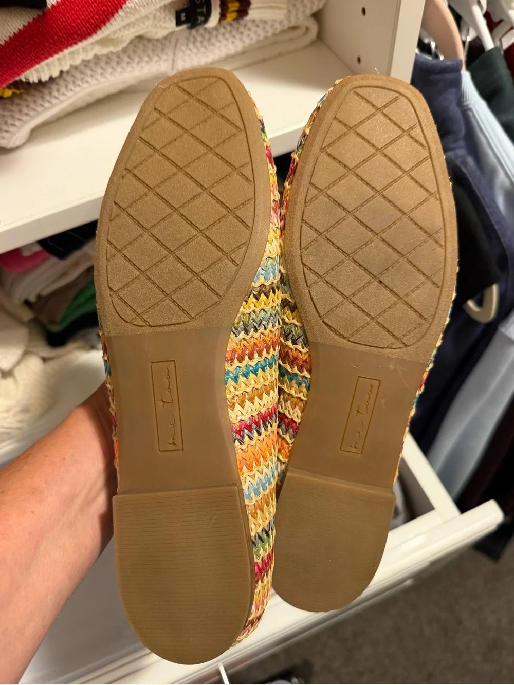 Me Too Natural Multi-Color Woven Ballet Flats - Neutral Trim. Size 8 1/2. New